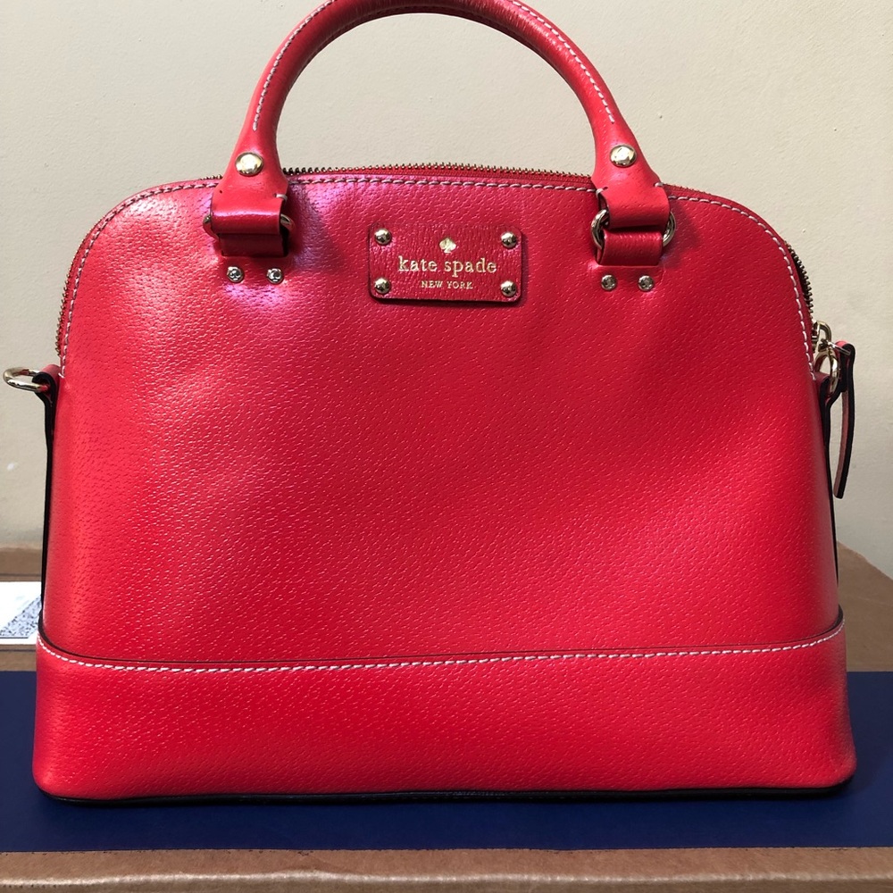 KATE SPADE HANDBAG red with shoulder strap - see photos for imperfections